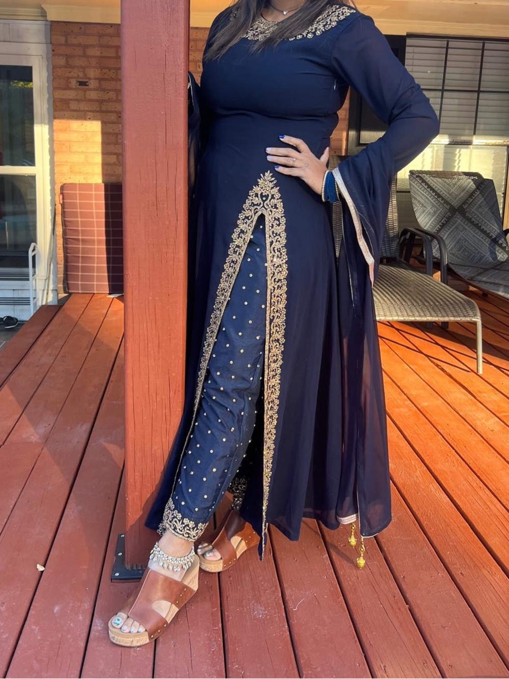 Elegant Navy Embroidered Salwar Kameez - Women's Pants & Jumpsuits